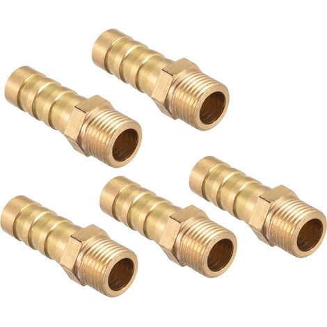 8mm Raccord Cannelé À G1/8 Filet Mâle Tuyau Laiton Or 5Pcs (1/5)