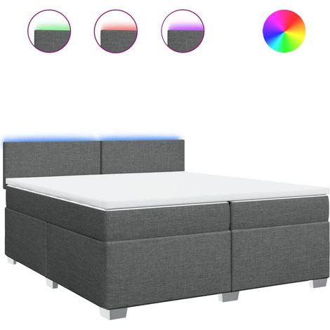 Maison Exclusive - Giroletto a Molle con Materasso Grigio Scuro 200x200 cm Tessuto