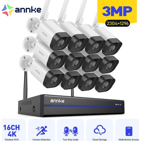 Kit de cámara de seguridad WiFi para exteriores ANNKE 3MP, 16 canales, NVR de 8MP, cámara IP con zoom de 12x con detección de movimiento y visión nocturna por infrarrojos. (1/5)