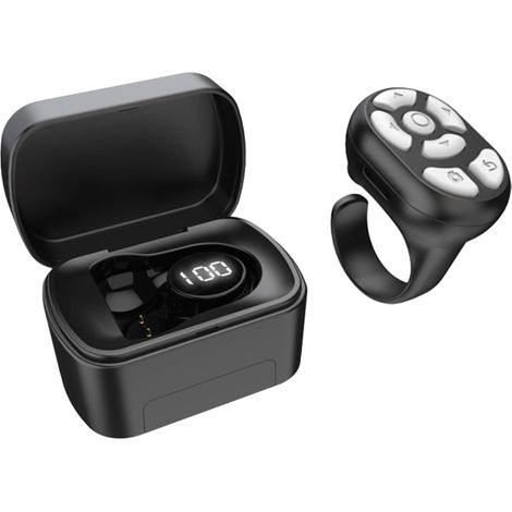 Télécommande, tourne-page sans fil rechargeable, télécommande pour téléphone portable, déclenchement de l'appareil photo (noir)