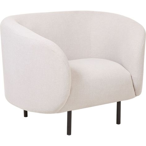 Poltrona morbida in poliestere beige e nero con gambe dorate stile glamour Loen