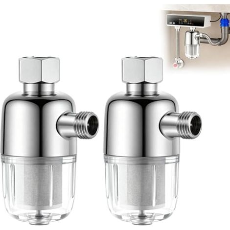 Filtre De Douche 1/2": 2 Pièces Pouce Anti Calcaire Filtre à Eau Avec 40μm élément, Filtrant En Acier Inoxydable Préfiltre Réutilisable Pour Robinet, Chauffe Eau (1/5)