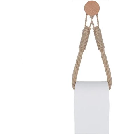 Lot de 2 porte-papier hygiénique rétro en jute naturel mural, support dérouleur chanvre pour WC, décoration salle de bain vintage, fixation murale sans perçage, 1 rouleau, style bohème. (1/3)