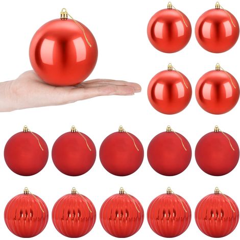 Weihnachtsbaumkugel Set XL 15 stk. Rot Durchmesser 10 cm vidaXL