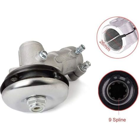 Pignon d'angle pour débroussailleuse 26 mm, tête de pignon universelle pour débroussailleuse, pignon pour tondeuse à gazon/tronçonneuse (26 mm, rond, 9 dents)