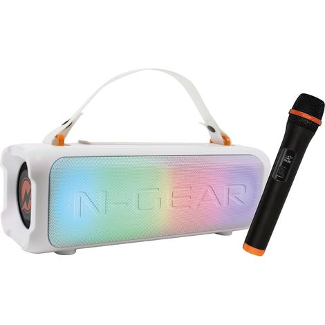 Enceinte Bluetooth Portable Karaoke Micro Blanc (1/5)