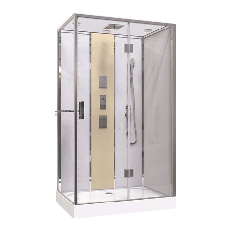 ONDEE ZEN - Cabine de douche hydromassante radio et Bluetooth SÖREN SLIM - 140x80cm - Chromé (1/5)
