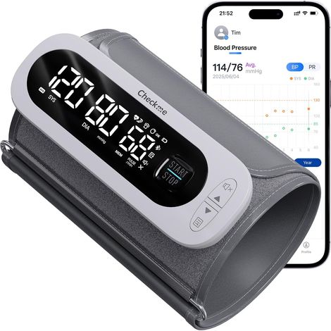 Tensiometre Bras Connecté avec Vocale, Brassard Sans Fil (22-42 cm), Grand Écran, Moyenne de 3 Mesures et Précision Professionnelle – App pour iOS/Android (1/5)