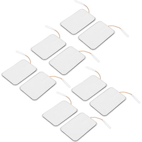 Lot de 10 électrodes rectangulaires auto-adhésives de rechange pour appareil TENS, 2,5 mm / 0,1 pouce (1/5)