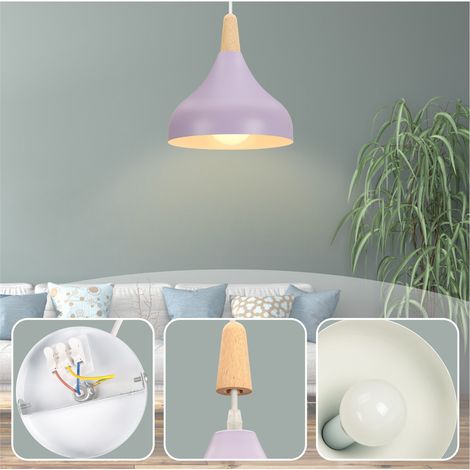 Pendelleuchte, 1 Flammig Hängeleuchte im Moderne Stil, Kronleuchter mit Ø20cm Lampenschirm für Wohnzimmer Schlafzimmer Esszimmer (Lila) (1/5)