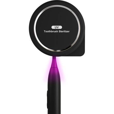 Esterilizador de cepillos de dientes UV con soporte，apto para la mayoría de cepillos de dientes eléctricos y manuales (negro) (1/5)