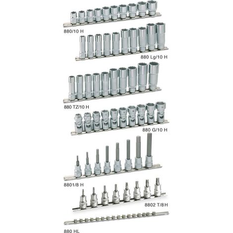 Jeu de douilles 8801/8H ∙ Carré creux 3/8 pouce (10 mm) ∙ Profil à 6 pans intérieurs ∙ 8 pièces ∙ 3 – 10 (1/2)