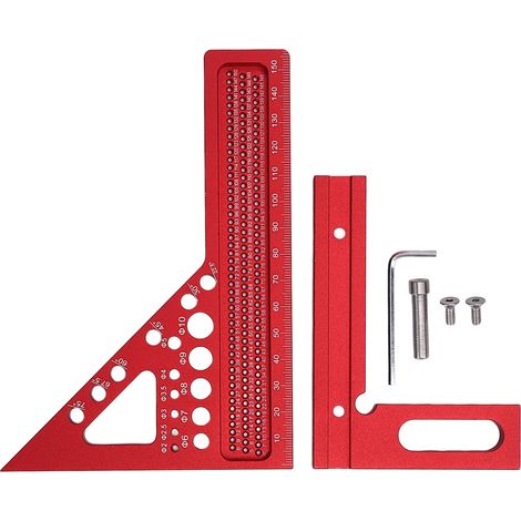 Juego de escuadras de carpintero multifuncionales y compactas de aleación de aluminio, con herramienta de marcado. (1/5)