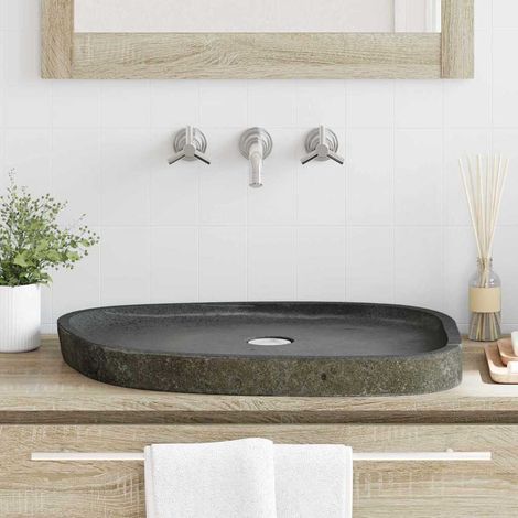 Lavabo Grigio (55-65) x (40-50) x 6 cm Pietra di Fiume 576188 (1/5)