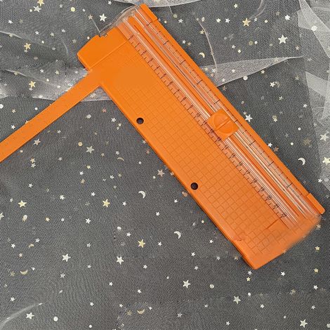 Coupe-papier mini pliant orange, acier carbone sans bavure, échelle transparente, découpe de scrapbooking, rogneuse de papier compacte (1/5)