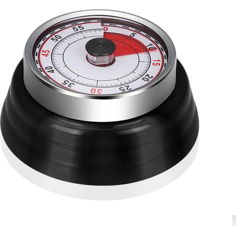 Minuteur de cuisine analogique et visuel, 60 minutes, magnétique, pour réfrigérateur, pour cuisiner, pâtisserie, pâtisserie, noir