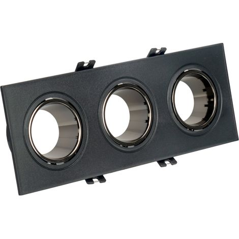 Aro Downlight Cuadrado Basculante Triple GU10 / MR16 - Bajo
