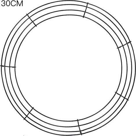 Couronne de fil de fer de 30cm, métal robuste et Flexible pour la décoration de mariage à domicile, noir (1/5)