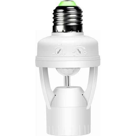 Douille adaptatrice pour ampoule avec détecteur infrarouge 360° et capteur de mouvement humain, gradation réglable, adaptée aux lampes et luminaires.