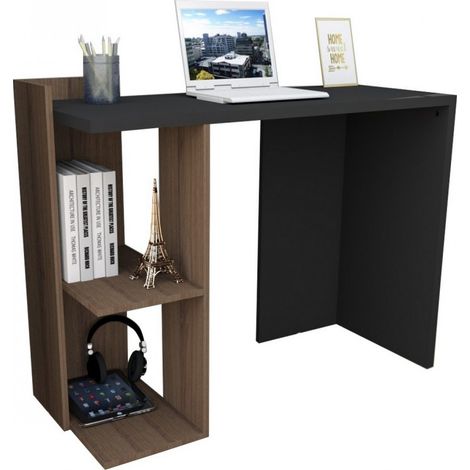 Bureau 1 Caisson Noyer et Noir 2 Niches L 101.5 H 75 P 41.5 cm (1/4)