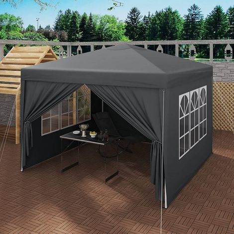 WOLTU Pavillon Pop-Up wasserdichter Sonnenschutz Camping Pagodenzelt 3 x 3 m anthrazit (1/4)