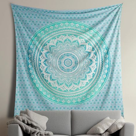 BOX Tapisserie mandala en coton pour couvre-lit, pique-nique, couverture, décoration murale, chambre à coucher - Style hippie