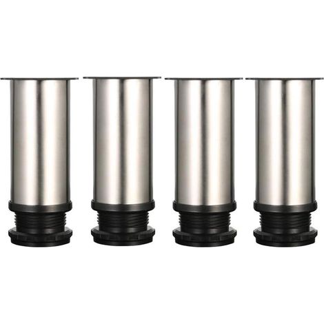 4 pieds réglables de 120 mm de hauteur, pieds de meuble épais pour armoires, tables et autres meubles, en acier inoxydable brossé, hauteur réglable de 0 à 15 mm. (1/5)