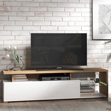 Mobile Porta tv Induno, Cassetti, 3 Ripiani, Un'anta, 170x41.5x46.5h cm Bianco (1/5)