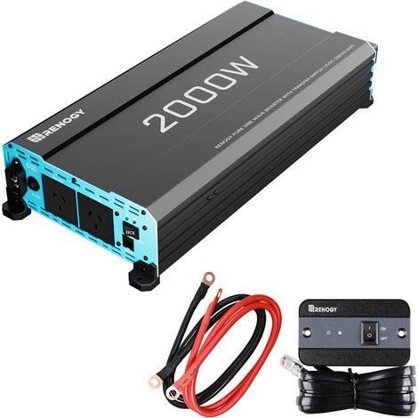 Renogy 2000W/4000W Inverter a Onda Sinusoidale Pura 12V a 230V con Priorità di Rete e 2 Prese UE – Per Casa e Campeggio