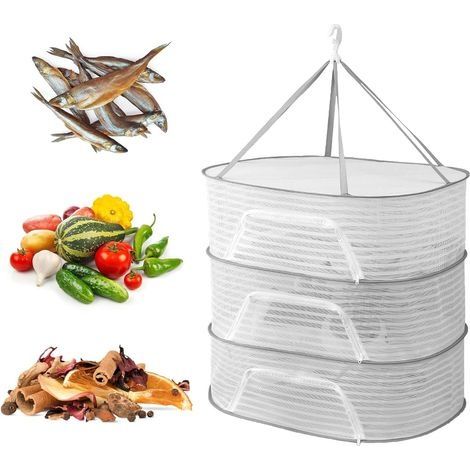 Filet de Sechage pour Plante, Sèche Herbes à Suspendre, Séchoir à Herbes, Support De SéChage pour Plantes, 3 Couches Filet de Séchage Suspendu Pliable, Panier de Séchage pour Plantes, Légumes, Herbes (1/5)