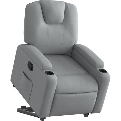 Sillón relax TV cómodo tapizado con función de elevación eléctrica en tela gris claro DEC027889 (1/5)