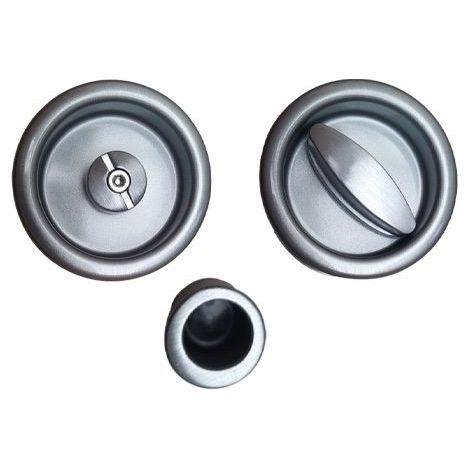 Maniglia tonda per porta scorrevole a scomparsa con nottolino su frontale spessore porta 40-48 mm