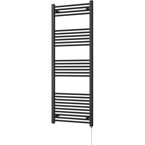 Zennor - Black Electric Towel Rail H1600mm x W600mm Straight 800w Standard (1/3)