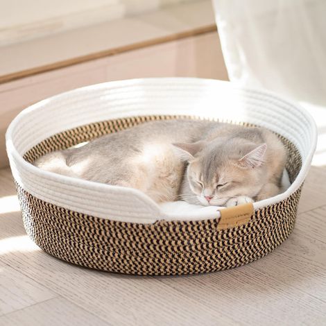 CheerPals lit pour chat avec coussin, 47cm Waschbar Katzenkorb en Baumwollseilen geflochten, pour SchlaRP - RP - FEn (1/5)