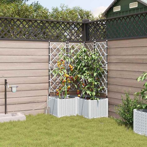 Garden Planter 3 pcs White 80 x 80 x 142 cm PP vidaXL (1/5)