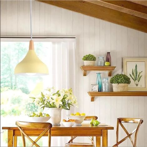 Moderne Suspension Luminaire,Lampe Plafonnier Rétro Style Edison en Métal pour Restaurant Cafe Bar,Jaune,20cm (1/4)