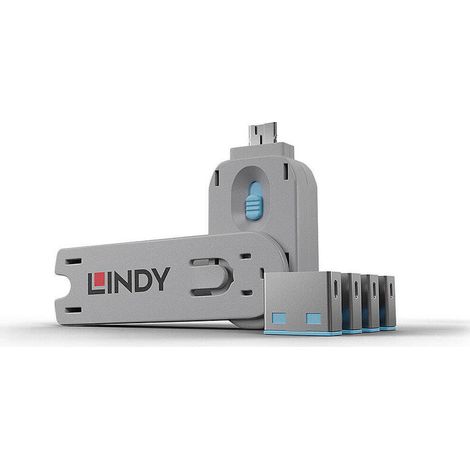 USB PORT LOCKS 4X BLUE+KEY (1/4)
