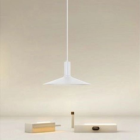 TrAdE Shop Traesio - Lampadario A Sospensione Moderno Con Paralume Conico In Ferro Bianco E27 33801 - (1/3)