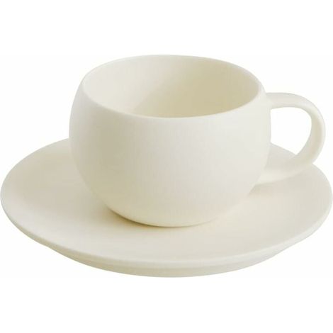 Ensemble tasse et soucoupe rondes - Design unique avec finition crème mate (1/5)