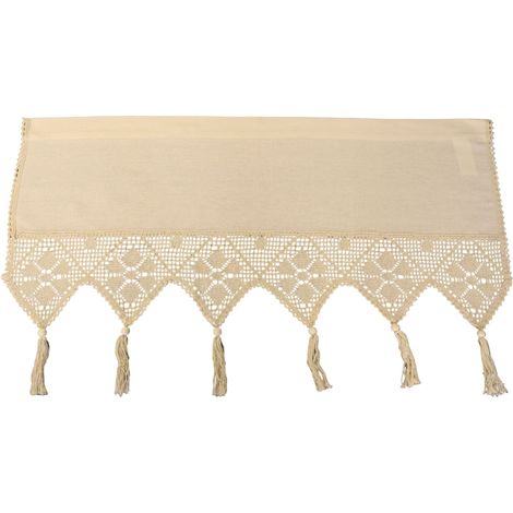 ZAZDROSTKA Beige Glatter Vorhang mit Häkelspitze, 45 x 200 cm, Naturbeige