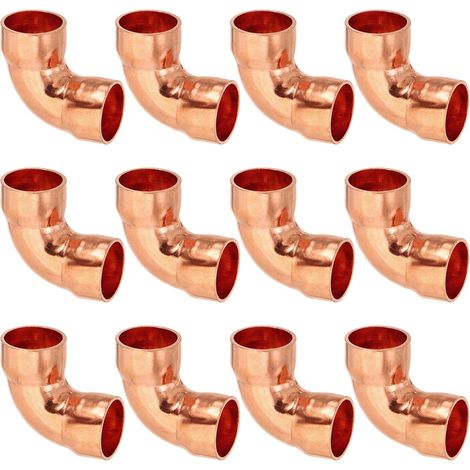12pcs Raccord Coudé en Cuivre pour Tuyaux Gaz, 14mm Raccord Tuyau d'Arrosage Durite Essence, Raccords Tuyauterie à Pression pour HVAC Climatisation Plomberie, Épaisseur 1mm (1/5)