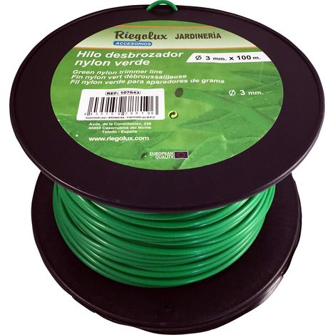 Riegolux 107643 Filo decespugliatore in nylon, rotondo, verde, 3 mm x 100 m