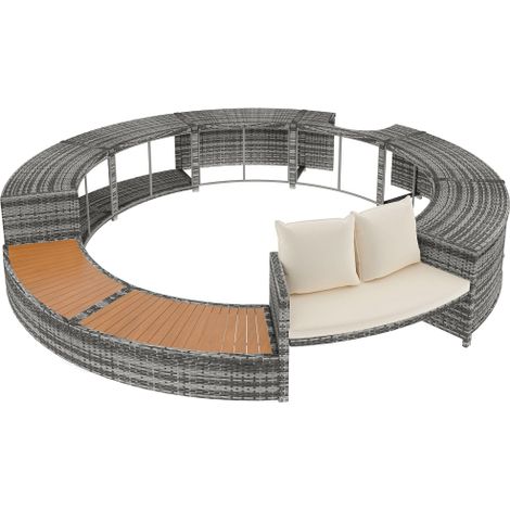 Canapé rond meuble de jardin, pieds et coussins réglables, idéal pour balcon, jardin et zone de piscine, meuble extérieur design moderne (1/5)