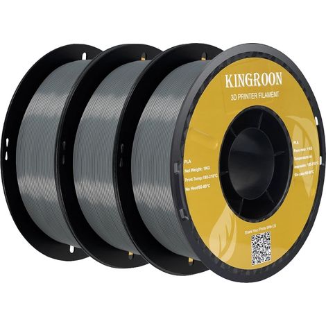 3D-Druckfilament, umweltfreundliches PLA, Durchmesser 1,75 mm, 3 Rollen Grau (1/2)