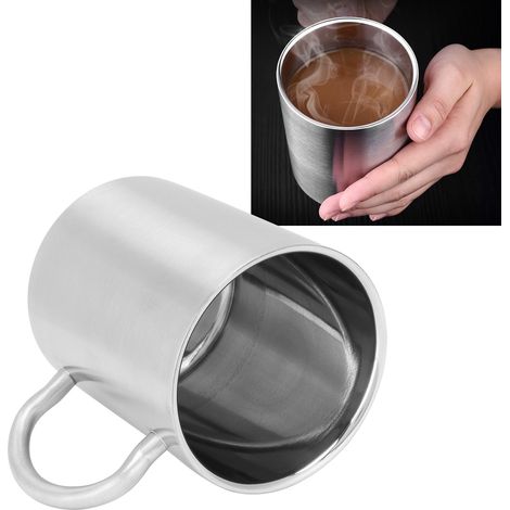 Tasse isotherme double paroi en acier inoxydable 304 avec anse, pour eau, café ou bière, L 400 ml (1/5)