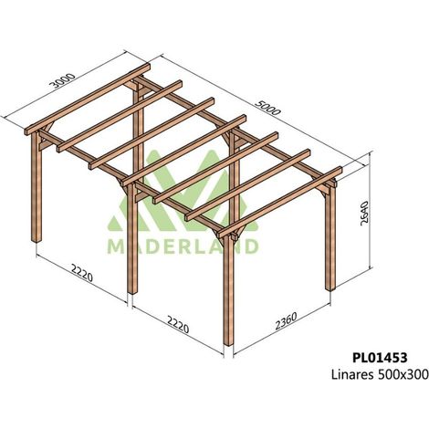 Pérgola de Madera Laminada Linares (Maderland) - Gardeneas - 500 x 300 cm (1/3)
