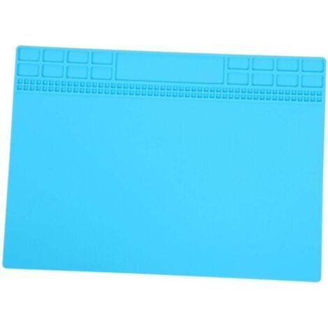 Heat-Resistant Magnetic Silicone Repair Mat for Electronics, Computers, and Phones - Soldering Station Tools - 350x250x4mm - Light Blue (1/4)