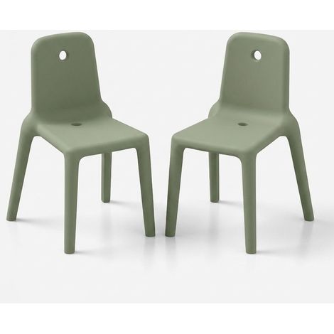 Set 2 sedie design indoor outdoor in polietilene Mellow - Verde