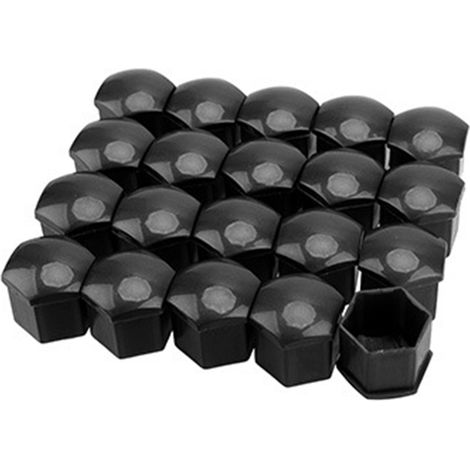 Couvercle de protection d'écrou de moyeu de roue de voiture, 20 pièces, décoration anti-poussière, en plastique ABS noir, 21mm/0,83 pouces.