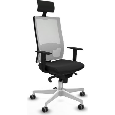 Horna sincro malla blanca similpiel negro brazos 1D base blanca cabecero fijo ruedas 65mm engomadas (1/5)